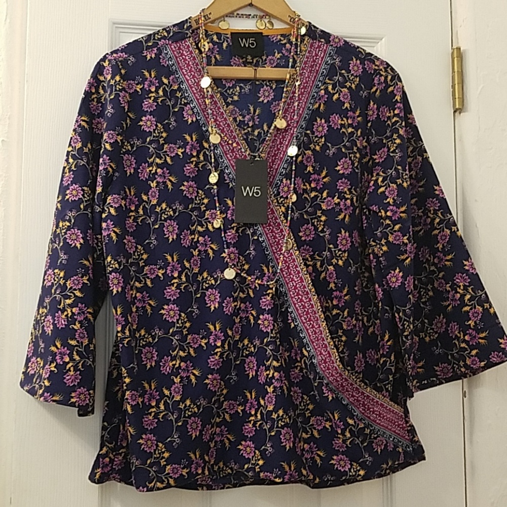 ANTHROPOLOGIE | W5 Concepts Floral Border Top NEW - Picture 2 of 8